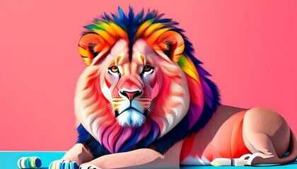 lion, background, material, illustration, art, graphic, design, cool, designer, Generative AI