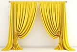 Fototapeta Kwiaty - elegant yellow velvet curtains drawn back on a stage or window