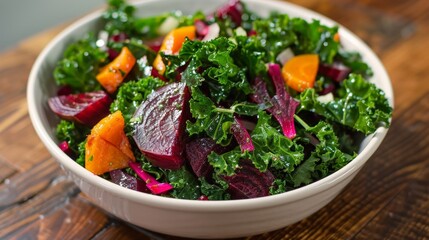 Canvas Print - A bowl of salad with beets and carrots on a table