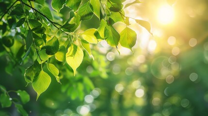 Sticker - Sunlight shining through the branches of a forest tree