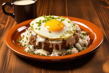 Wall Mural - Delicious loco moco with sunny side up egg on rice