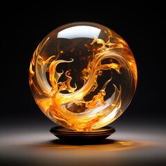 Poster - Glowing orange abstract swirls inside a crystal ball