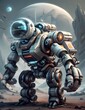 © lone wolf - running robot,3d carakter,saints,technology,moon,Generative AI