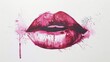 kissing lips, riso art, white background, copy and text space, 16:9