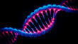 A DNA strand in vibrant blue and pink colors against a black background