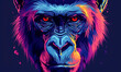 abstract illustration of a gorilla in modern pop up style style, logo for t-shirt print