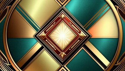 Wall Mural - Art Deco Elegance: Background with Geometric Patterns and Metallic Accents