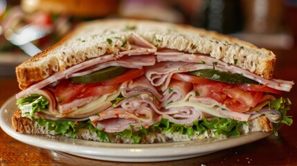 Wall Mural - Close up of sandwich on plate
