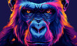 abstract illustration of a gorilla in modern pop up style style, logo for t-shirt print 