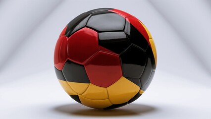 Wall Mural - Soccer football ball in the colors of the Germany flag, yellow, red, black colors. isolated on white background, Euro Championship 2024