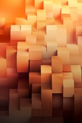 Canvas Print - Three-dimensional rendering of many orange cubes of different sizes