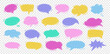 © Nataliia - Empty colorful hand drawn grunge crayon, charcoal, chalk speech bubbles set in doodle style. Hand drawn crayon cloud message. Vector balloon speak sign dialog communication frame