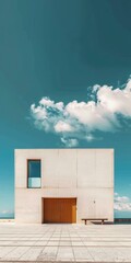 Sticker - Small modern house with blue sky and clouds