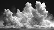 © Nadia - A monochrome image of a vast cloud formation hovering above a water body
