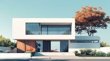 Modern Minimalist House Exterior With Large Windows