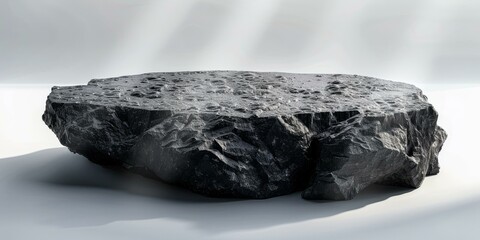 Canvas Print - Black Rock Isolated On White Background 3D Rendering