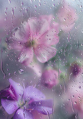 Canvas Print - A flowers with raindrops on it