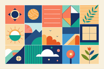 Aufkleber - minimalist collage template with clean lines and simple shapes
