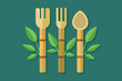 minimalist bamboo cutlery set with a smooth, organic texture.