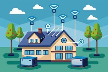 Aufkleber - mesh router system that provides complete Wi-Fi coverage throughout a large house.