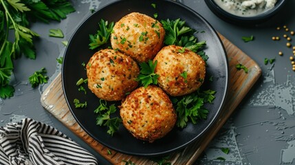 Poster - Plate of meatballs on cutting board