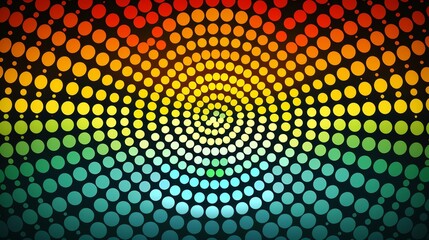 Wall Mural -   A multicolored background featuring circles and a spiral design centrally located, against a black backdrop