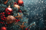 Fototapeta Perspektywa 3d - Christmas tree decorations background