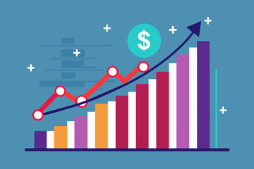Leinwandbilder - line graph with a dollar sign climbs steadily upwards, representing sustainable financial growth.