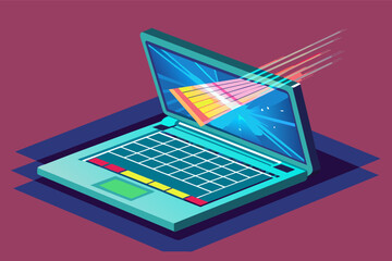 Fototapete - laptop with a holographic keyboard that projects onto any surface.