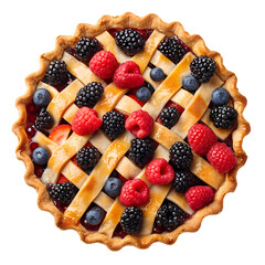 A pie with blueberries, raspberries, and blackberries