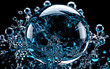 Stunning Blue Water Splash Around Clear Sphere