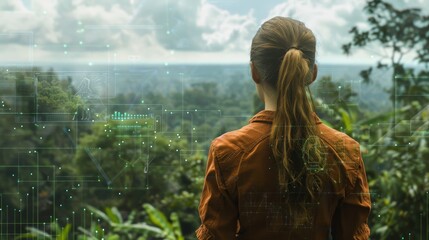 AIPowered Environmental Research Scientist Examining Deforestation Patterns from Behind