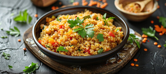 Canvas Print - Healthy quinoa dal khichdi. This quinoa dal khichdi is made with quinoa, lentils, vegetables and spices.