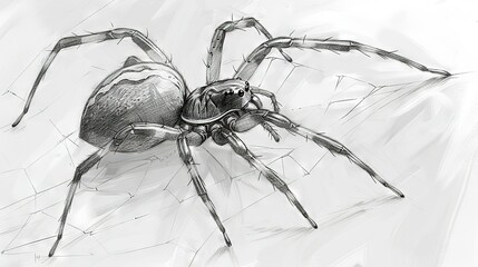 Wall Mural -   A sketch of a spider perched on paper with a pencil illustration of one on its back