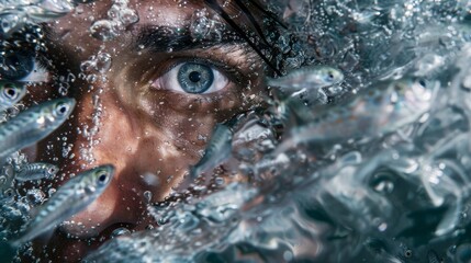 Aufkleber - A macro shot capturing the dynamic movement and clarity of bubbling water, representing purity and fluidity