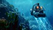 Exploring the Depths Underwater Researcher Capturing Rare Species in Deepsea Submersible