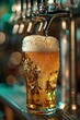 © starush - A glass of beer being poured into a tap by someone, AI