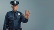 © Funk Design - Police Officer Authority in Uniform, Serious Stop Gesture Command, Law Enforcement and Public Safety Focus