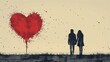 An older widower grieving for his departed husband and lover, a couple who have got a lost girl valentine left behind. The concept of romance breakup and departed love. Modern illustration of a man