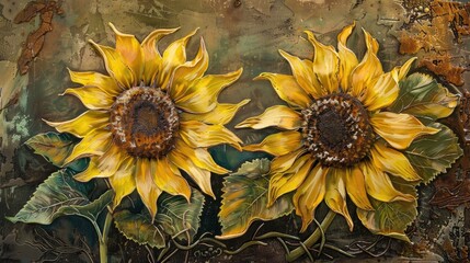 Capture of two yellow sunflowers