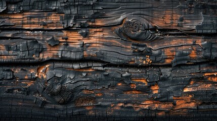 Canvas Print - Stock photo of scorched wooden surface