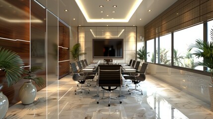 Conference Room With Large Table and Chairs