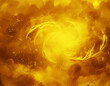 A golden color background with a fire spiral in the middle