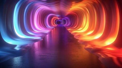 Wall Mural - A tunnel of light with a bright blue and red color, AI