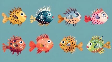 Wall Mural - puffer fish vector collection design
