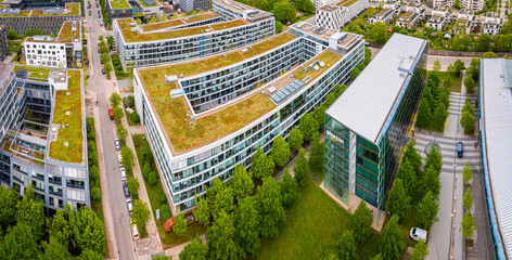 Wall Mural - Aerial view of Amazon office in Munich, the capital and most populous city of Bavaria