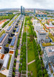 Aerial view of new build business area in Munich, the capital and most populous city of Bavaria