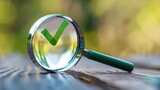 Fototapeta  - Idea innovation concept business target corporate inspiration magnifying glass excellence check mark green tick