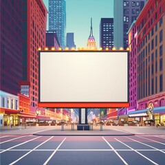 Wall Mural - Vibrant Times Square Billboard Mockup NYC Urban Scene with Empty Advertisement Space