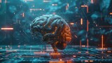 Fototapeta  - large language model AI machine learning concept brain business